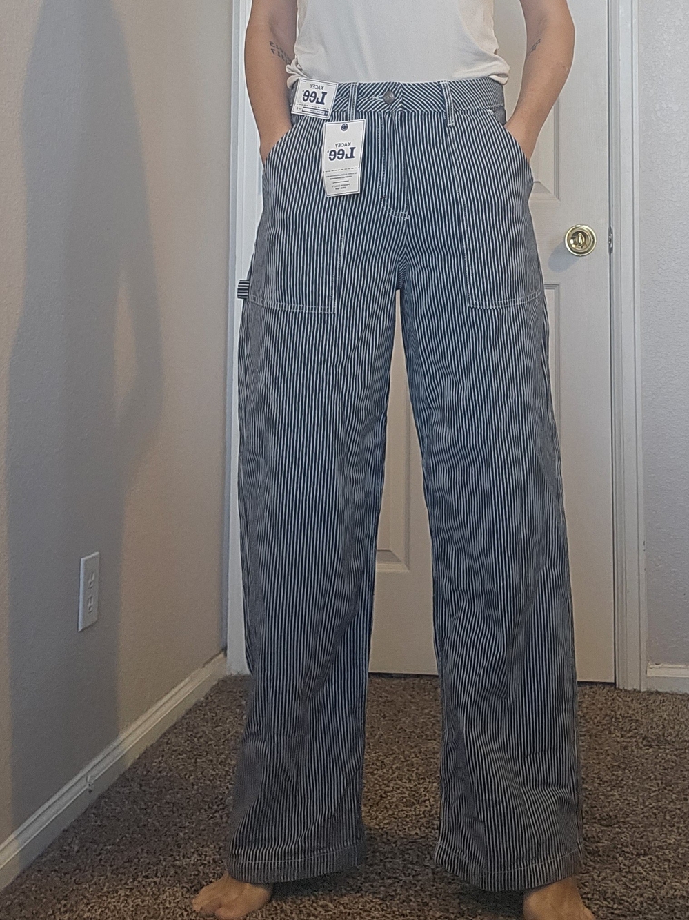 Lee Men’s Blue & White Pinstripe Cargo Pants